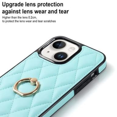 iPhone 14 -kotelo Rhombus Grid Pattern Takakannen Rengastuki - Taivaansininen