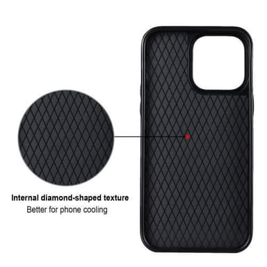 iPhone 14 Case Rhombus Grid Pattern Takakannen Rengastuki - Musta
