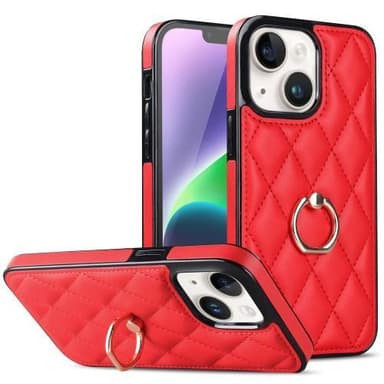 iPhone 14 Case Rhombus Grid Pattern Takakannen Rengastuki - Punainen