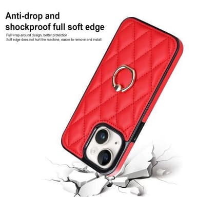 iPhone 14 Case Rhombus Grid Pattern Takakannen Rengastuki - Punainen