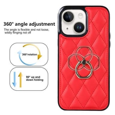 iPhone 14 Case Rhombus Grid Pattern Takakannen Rengastuki - Punainen