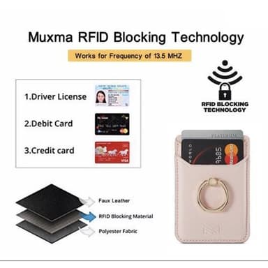 MUXMA-kortinpidikkeen rengasteline RFID-estävä liimainen luottokorttipaikka - vaaleanpunainen
