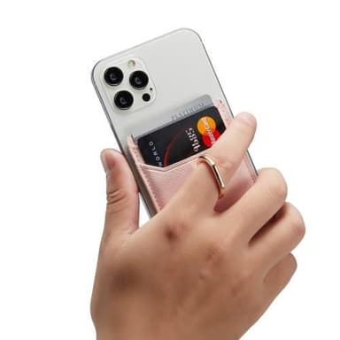 MUXMA-kortinpidikkeen rengasteline RFID-estävä liimainen luottokorttipaikka - vaaleanpunainen
