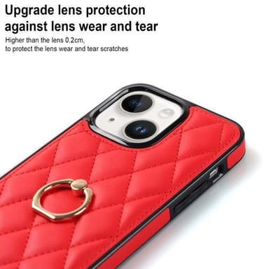 iPhone 14 Case Rhombus Grid Pattern Takakannen Rengastuki - Punainen