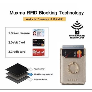 MUXMA-kortinpidikkeen rengasteline RFID-estävä liimainen luottokorttipaikka - kulta
