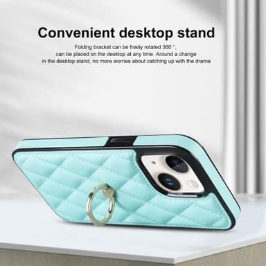 iPhone 14 -kotelo Rhombus Grid Pattern Takakannen Rengastuki - Taivaansininen