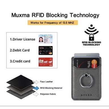 MUXMA-kortinpidikkeen rengasteline RFID-estävä liimainen luottokorttipaikka - musta