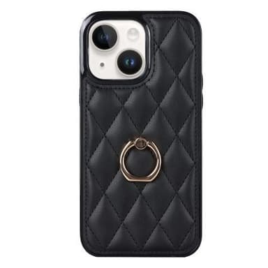 iPhone 14 Case Rhombus Grid Pattern Takakannen Rengastuki - Musta