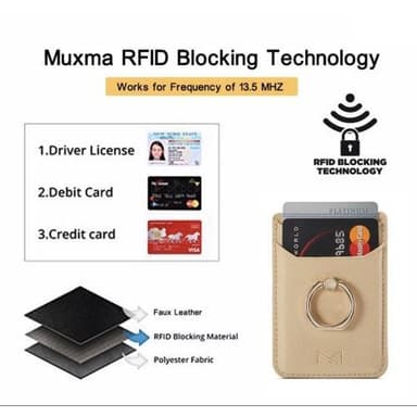 MUXMA-kortinpidikkeen rengasteline RFID-estävä liimainen luottokorttipaikka - kulta