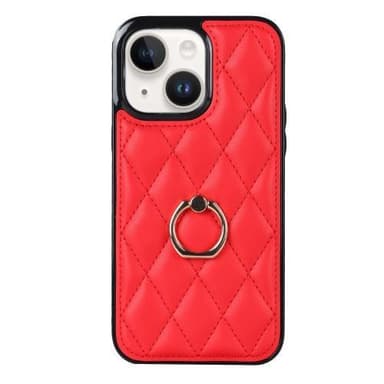 iPhone 14 Case Rhombus Grid Pattern Takakannen Rengastuki - Punainen