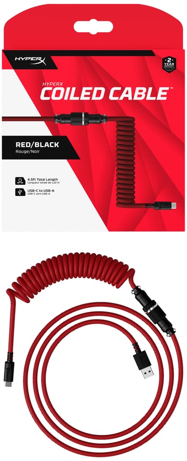 HyperX kierretty kaapeli näppäimistölle (punainen/musta)