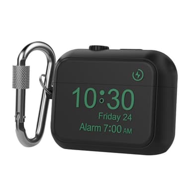 SKALO AirPods Pro 2 Digital Clock suojakuori avainrengas - Musta