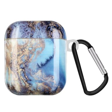 SKALO AirPods 1/2 Marmori TPU-suojakuori, jossa on karabiini - #3