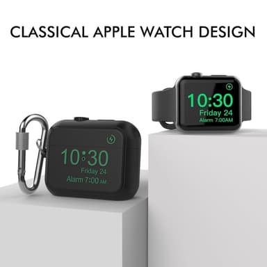 SKALO AirPods Pro 2 Digital Clock suojakuori avainrengas - Musta