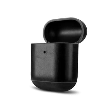 SKALO AirPods 1/2 ICARER aitoa nahkaa Kotelo koukulla - Musta