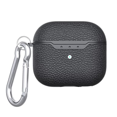 SKALO AirPods 3 Litchi suojakuori karabiinilla - Musta
