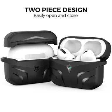 SKALO AirPods Pro 2 Shockproof Armor TPU suojakuori karabiinilla - Musta