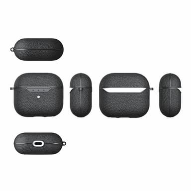 SKALO AirPods 3 Litchi suojakuori karabiinilla - Musta