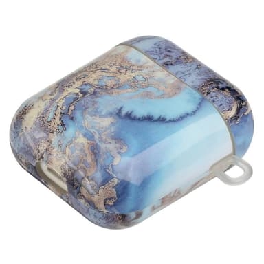 SKALO AirPods 1/2 Marmori TPU-suojakuori, jossa on karabiini - #3
