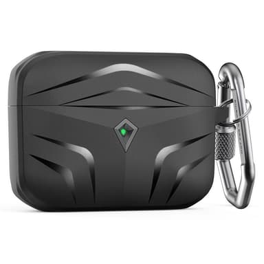 SKALO AirPods Pro 2 Shockproof Armor TPU suojakuori karabiinilla - Musta