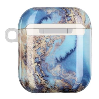 SKALO AirPods 1/2 Marmori TPU-suojakuori, jossa on karabiini - #3
