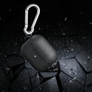 SKALO AirPods 3 Litchi suojakuori karabiinilla - Musta