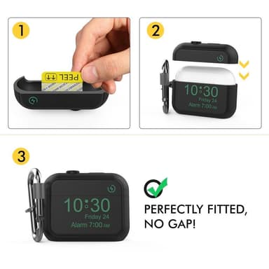 SKALO AirPods Pro 2 Digital Clock suojakuori avainrengas - Musta