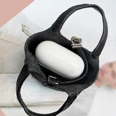 SKALO AirPods 3 Nahkainen käsilaukku - Musta