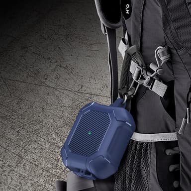 SKALO AirPods 3 Carbon Fiber TPU-suojakuori karabiinilla - Musta