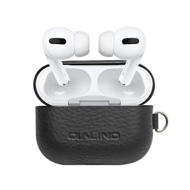 SKALO AirPods Pro QIALINO suojakuori aidosta nahasta - Musta