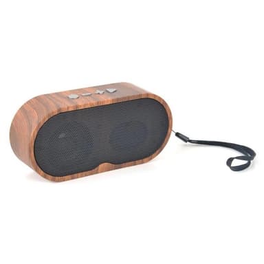 Pieni kannettava Bluetooth-kaiutin tummasta puusta