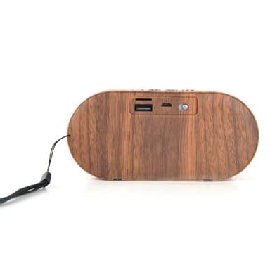 Pieni kannettava Bluetooth-kaiutin tummasta puusta