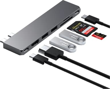 Satechi USB-C Pro Slim USB hubi (harmaa)