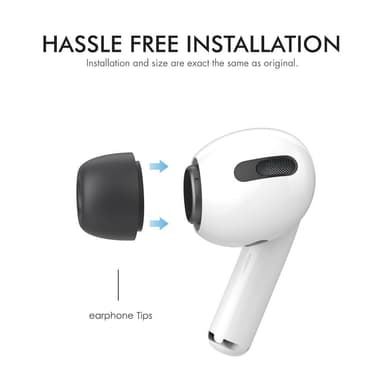 AHASTYLE AirPods Pro 1/2 silikoniset korvatyynyt Musta - Large