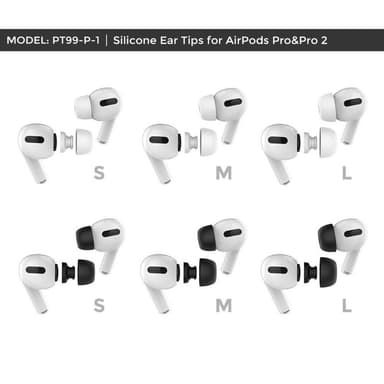AHASTYLE AirPods Pro 1/2 Silikoniset korvatyynyt S+M+L - Valkoinen