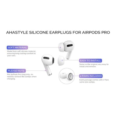 AHASTYLE AirPods Pro 1/2 Silikoniset korvatyynyt S+M+L - Valkoinen