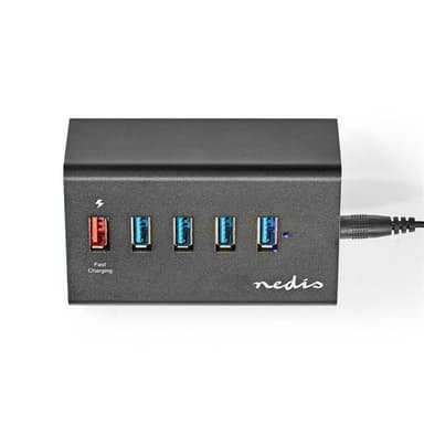 Nedis USB-keskitin | USB Micro-B Naaras | USB-A Naaras | 5-Porttinen port(s) | QC3.0 / USB 3.2 Gen 1 | USB Virta / Verkkovirtakäyttöinen | 5 Gbps | 5x USB