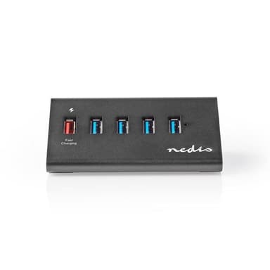 Nedis USB-keskitin | USB Micro-B Naaras | USB-A Naaras | 5-Porttinen port(s) | QC3.0 / USB 3.2 Gen 1 | USB Virta / Verkkovirtakäyttöinen | 5 Gbps | 5x USB