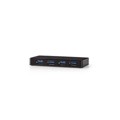 Nedis USB-keskitin | USB-A Uros | 4x USB A Female | 4-Porttinen port(s) | USB 3.2 Gen 1 | USB Virta / Verkkovirtakäyttöinen | 4x USB