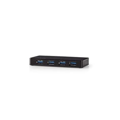 Nedis USB-keskitin | USB-A Uros | 4x USB A Female | 4-Porttinen port(s) | USB 3.2 Gen 1 | USB Virta / Verkkovirtakäyttöinen | 4x USB