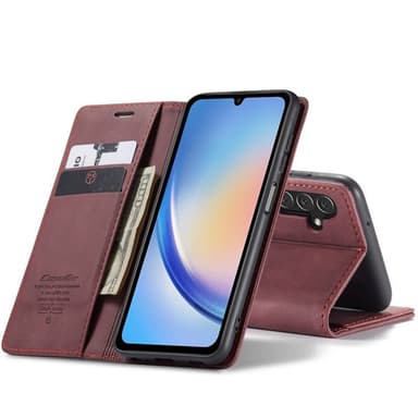 CaseMe Smart Magnet FlipCase Samsung Galaxy A24 4G - Viininpunainen