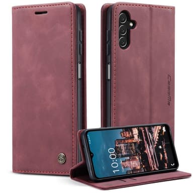 CASEME Retro Lompakkokotelo Samsung Galaxy A14: lle - Viininpunainen