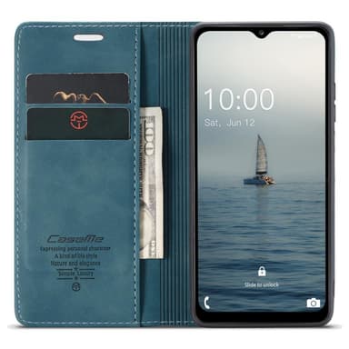 CASEME Retro Lompakkokotelo Samsung Galaxy A14 - Sininen