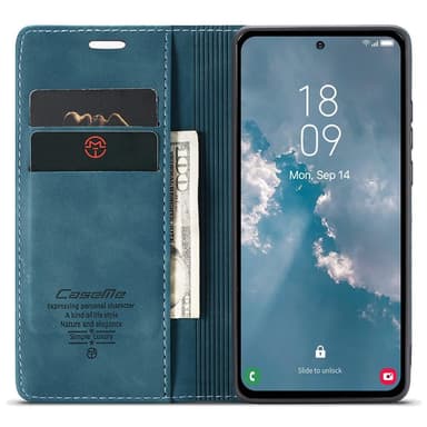 CASEME Retro Lompakkokotelo Samsung Galaxy A54 - Sininen
