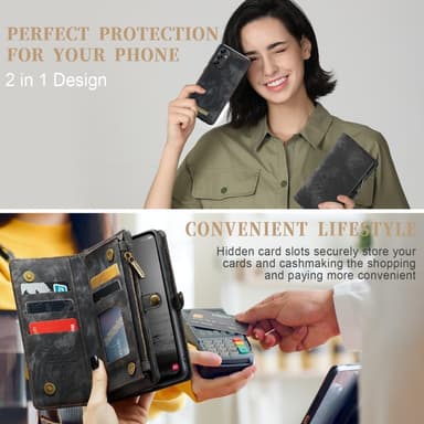 CASEME Samsung Galaxy A54 5G 2-in-1 lompakkokotelolle - Musta