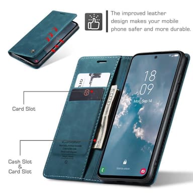 CASEME Retro Lompakkokotelo Samsung Galaxy A54 - Sininen