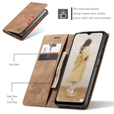CASEME Retro Lompakkokotelo Samsung Galaxy A14 - Ruskea