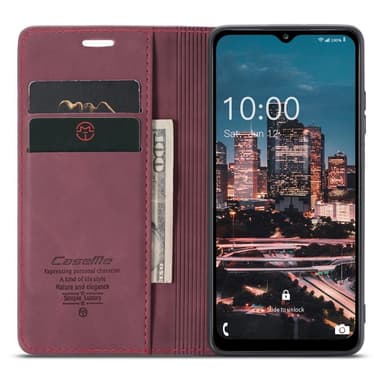CASEME Retro Lompakkokotelo Samsung Galaxy A14: lle - Viininpunainen