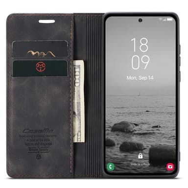CASEME Retro Lompakkokotelo Samsung Galaxy A54 - Musta