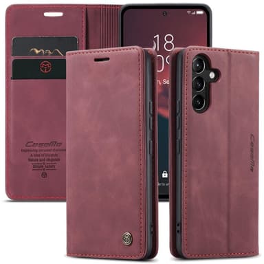 CASEME Retro Lompakkokotelo Samsung Galaxy A54 - Viininpunainen